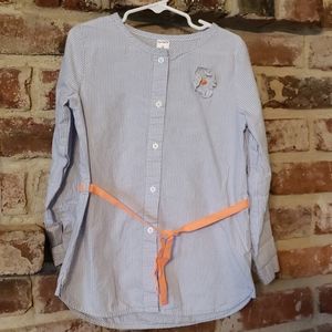 Carter's Blue Striped Long Sleeve Shirt with Orange Belt
